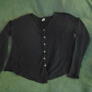 Black Button-up Waffle Top